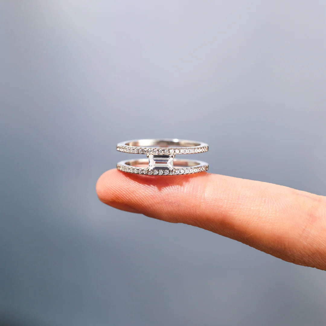 Square Cut Double Band Ring