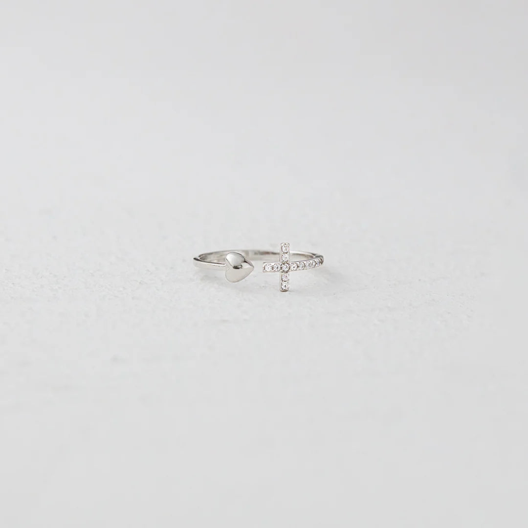 Cross & Heart Ring