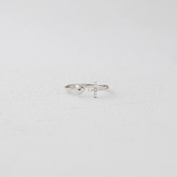 Cross & Heart Ring