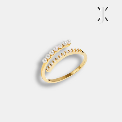 Anillo de perlas y cristales “Wrap Me”