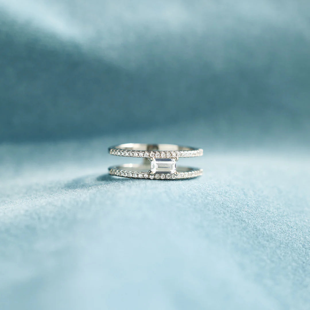 Square Cut Double Band Ring