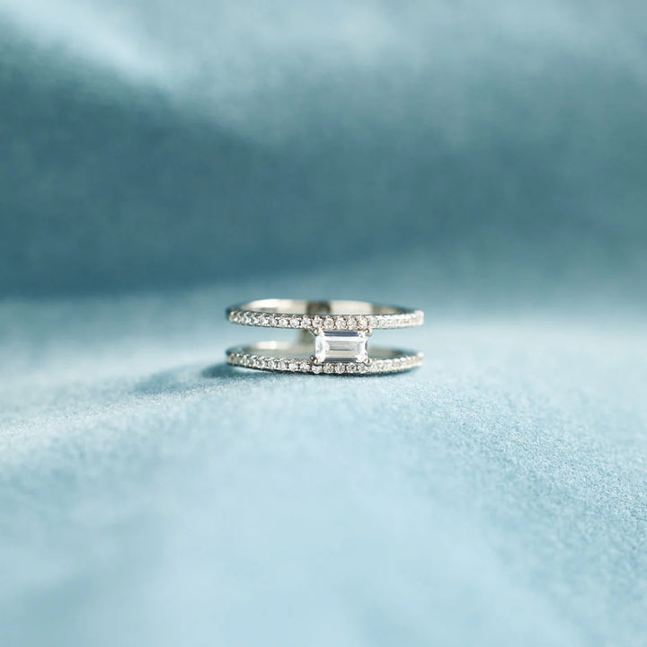 Square Cut Double Band Ring