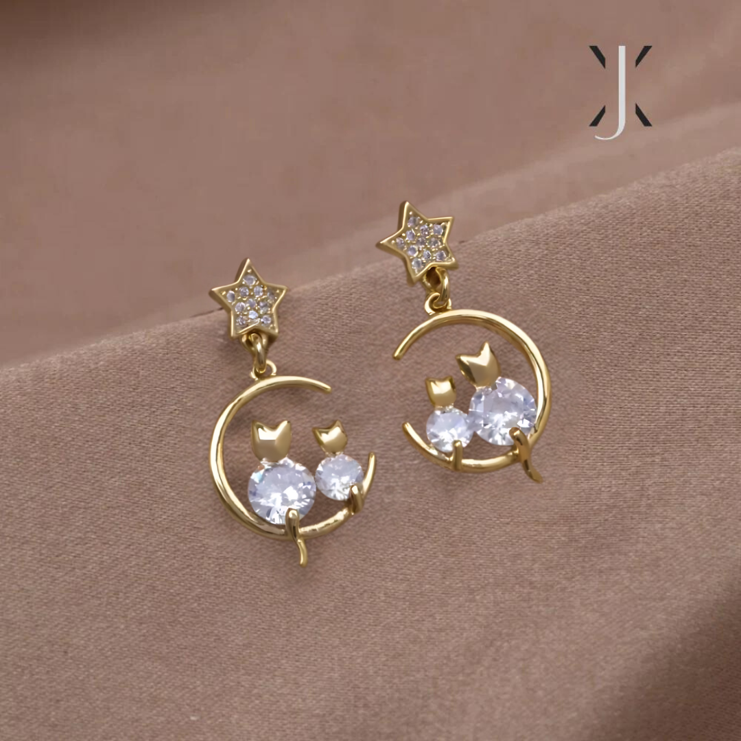 Pendientes de gato y luna