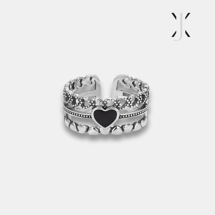 Anillo de corazón con forma de corazón de estilo retro