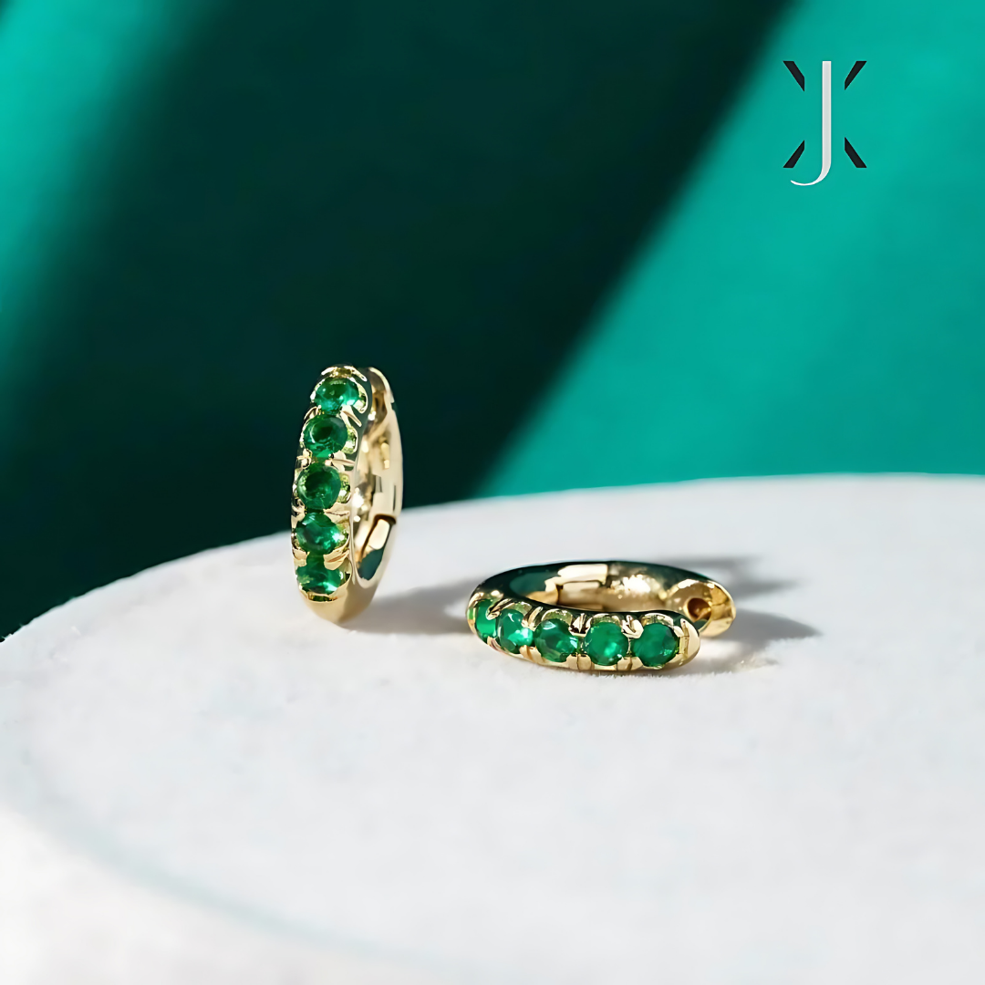 Pendientes de aro verde esmeralda