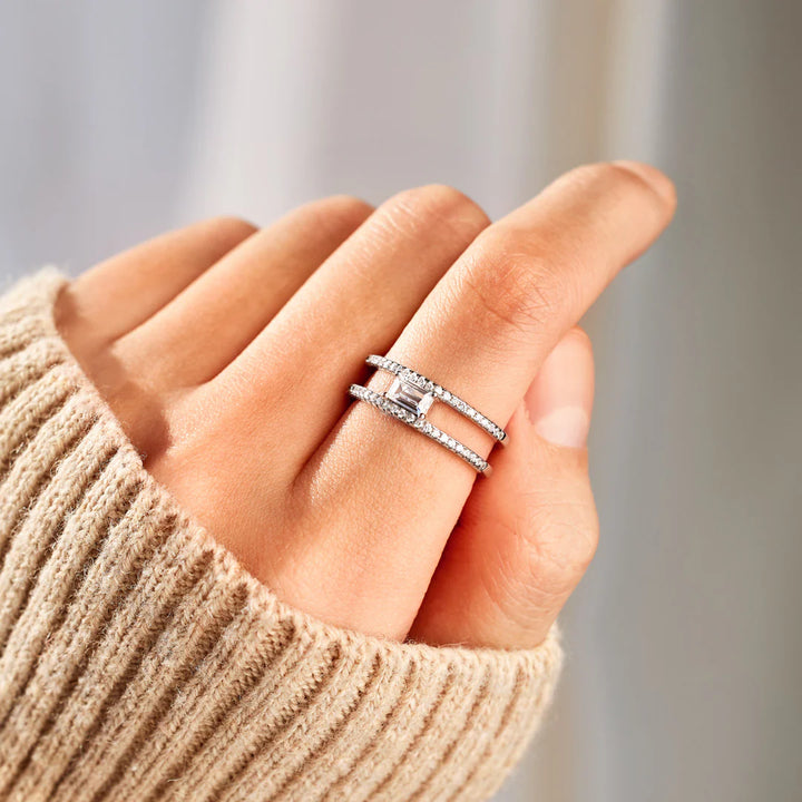 Square Cut Double Band Ring