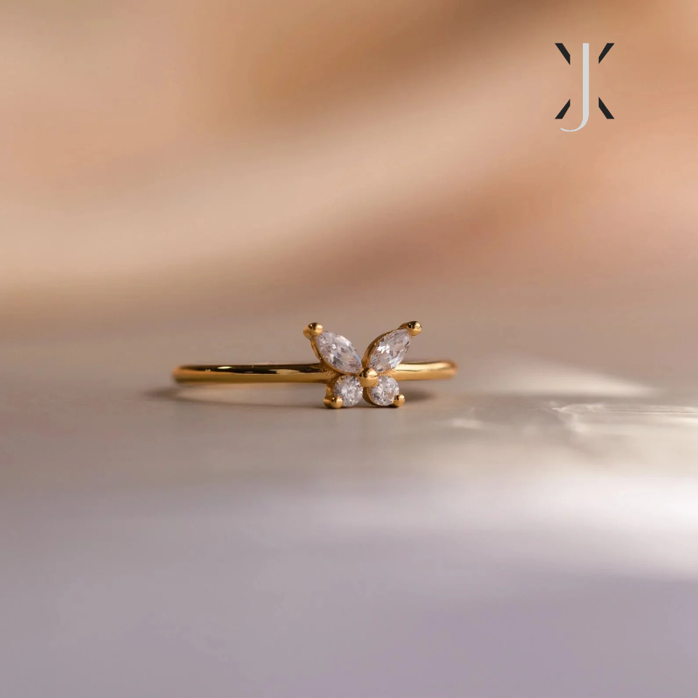 Sweet Full Diamond Butterfly Ring