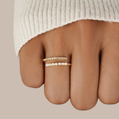 Anillo de perlas y cristales “Wrap Me”