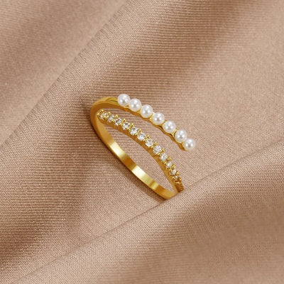 Anillo de perlas y cristales “Wrap Me”