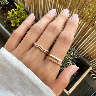 Anillo de perlas y cristales “Wrap Me”