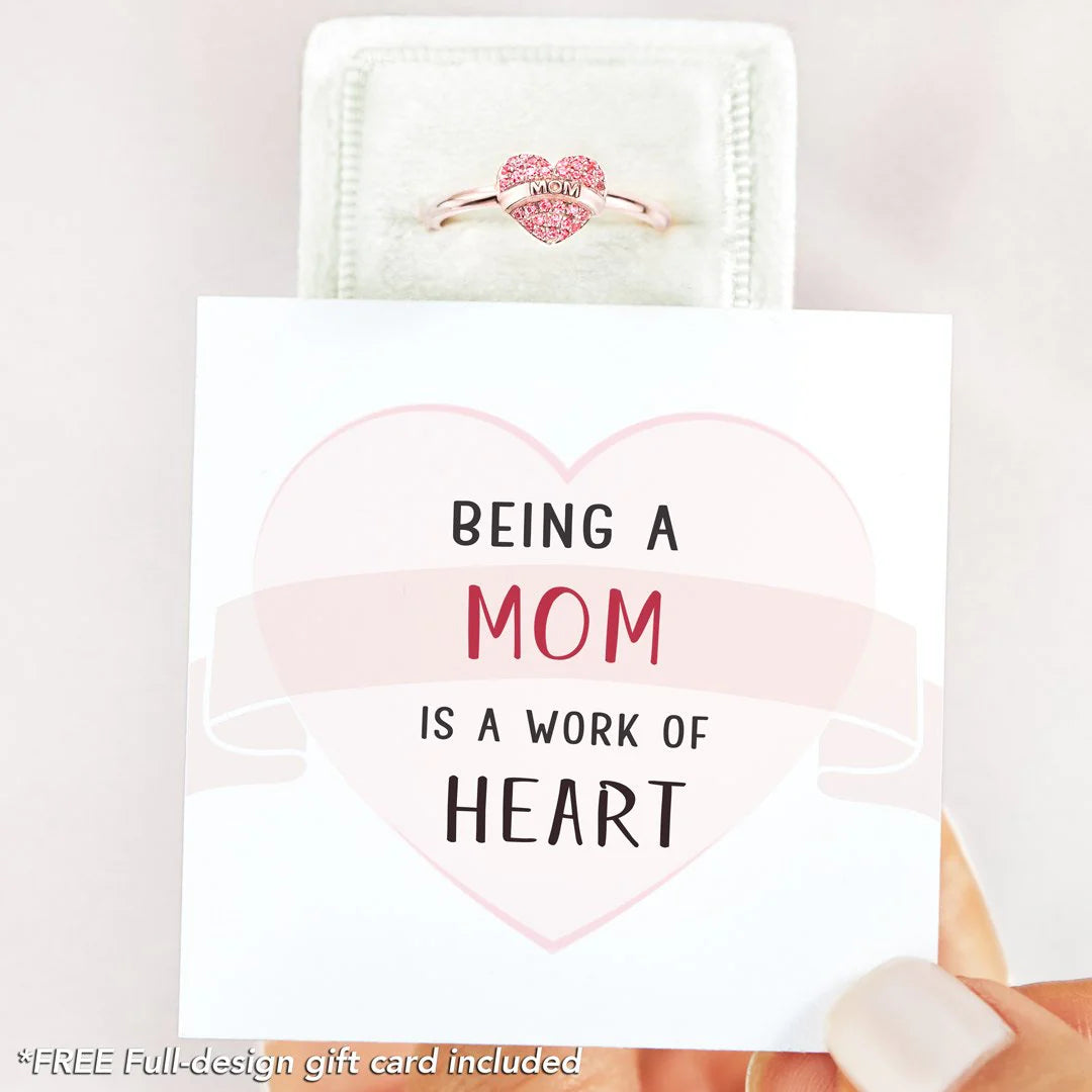 Pavé MOM Heart Ring