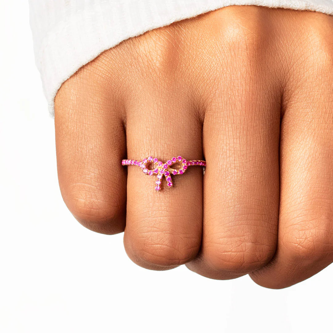 Anillo de lazo con pavé rosa