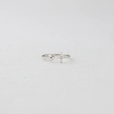 Cross & Heart Ring