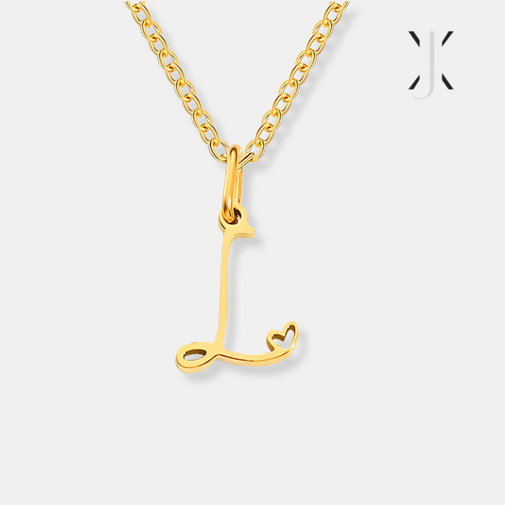 Gold Letter Heart Necklace