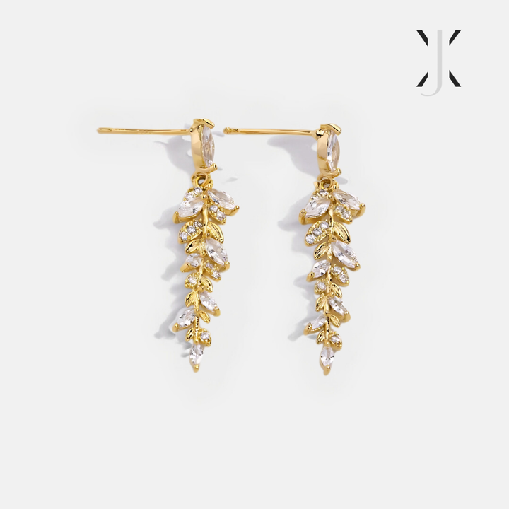 18K Gold Leaf Drop Earrings