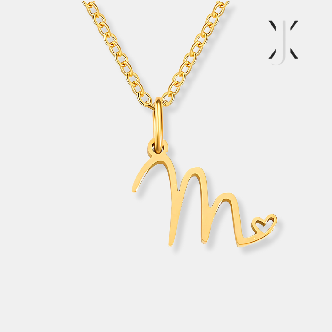 Gold Letter Heart Necklace