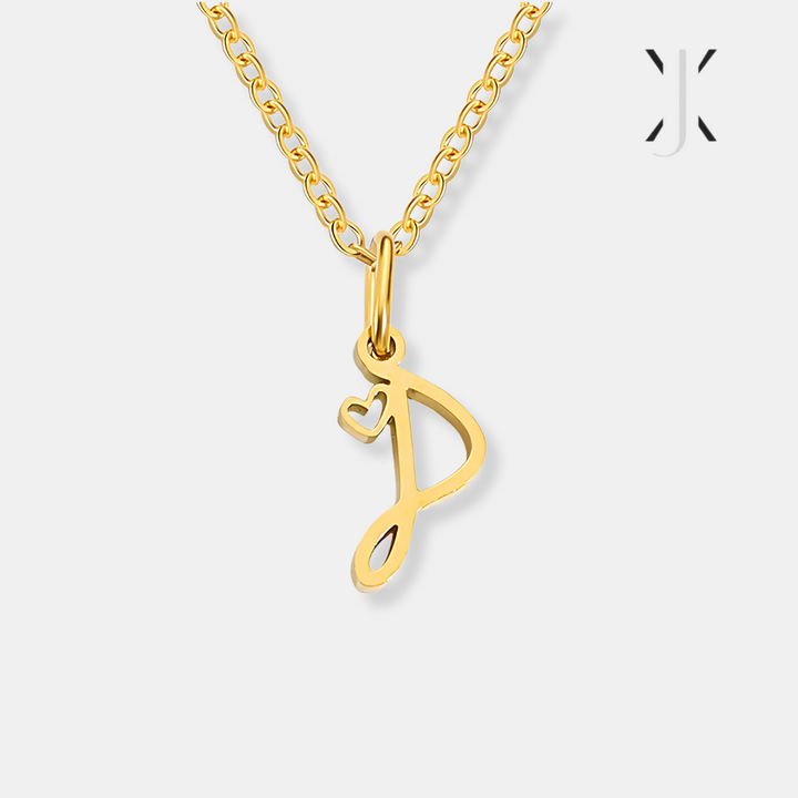 Gold Letter Heart Necklace