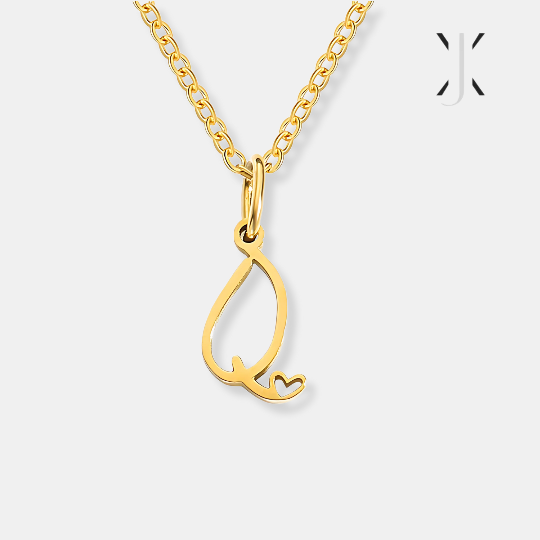 Gold Letter Heart Necklace