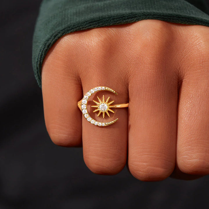 Crescent Moon and Star Ring