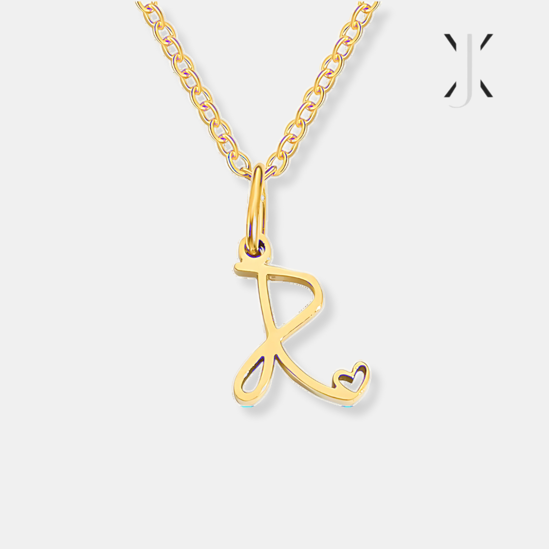 Gold Letter Heart Necklace