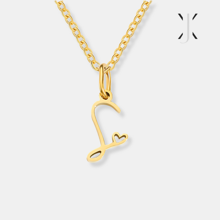 Gold Letter Heart Necklace