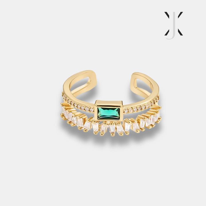 Layered Green Crystal Ring