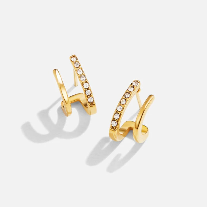 18K Gold & Crystal Claw Earrings