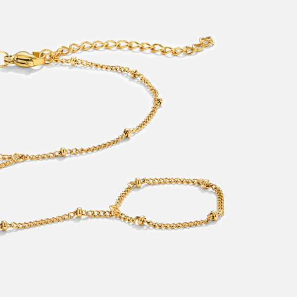 18K Gold Hand Chain Bracelet