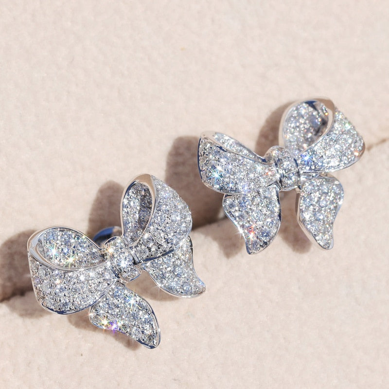 925 Sterling Silver Bow Earrings