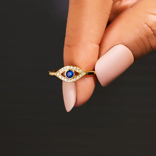 Always Protected Golden Evil Eye Ring