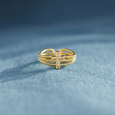Pray Big Worry Cross Ring