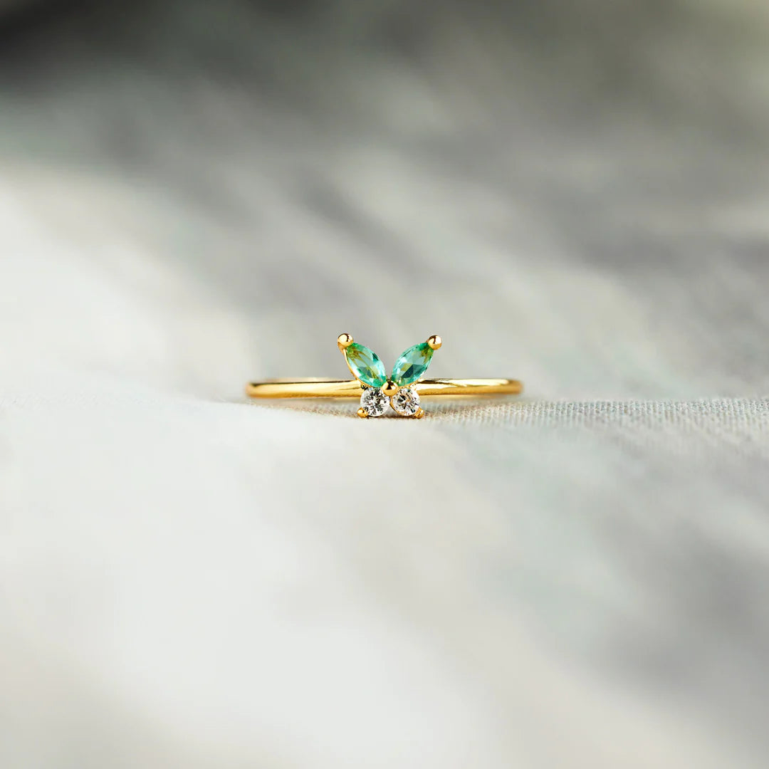 Strength Green Butterfly Ring