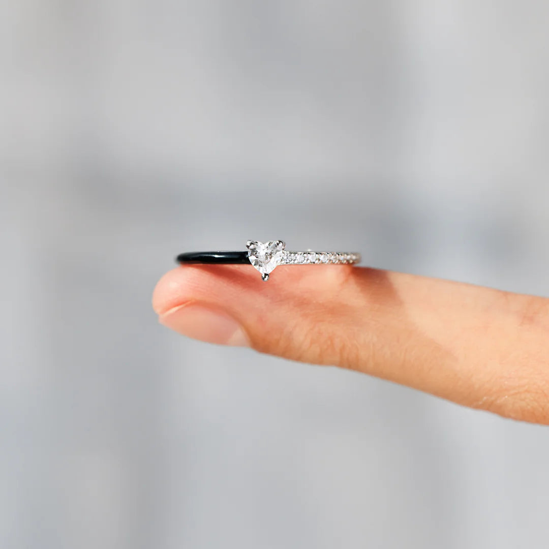 Heart-Cut Half Enamel Ring