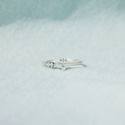 God Pavé Sideways Cross Ring