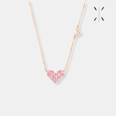 Dual Pink Heart Silver Necklace