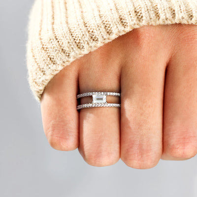 Square Cut Double Band Ring
