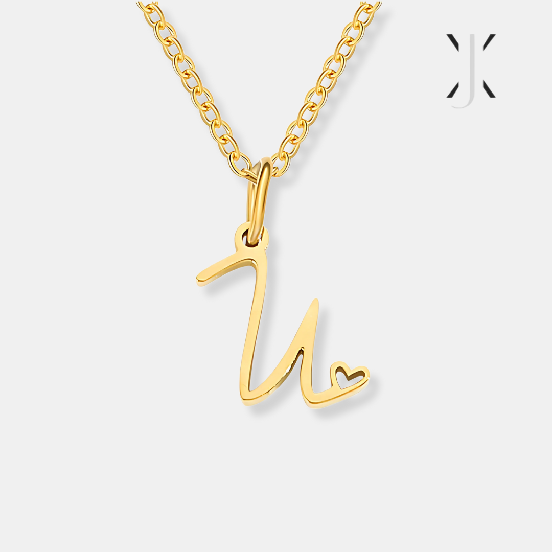 Gold Letter Heart Necklace