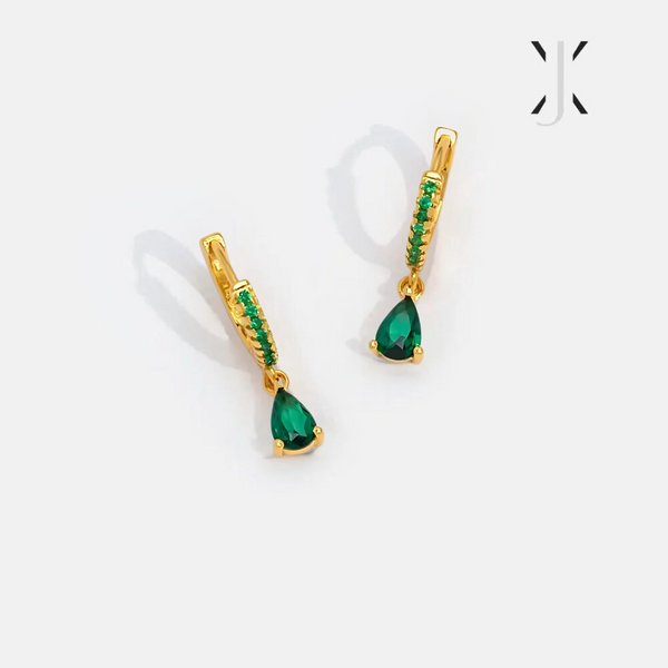 Green Crystal Hoop Earrings