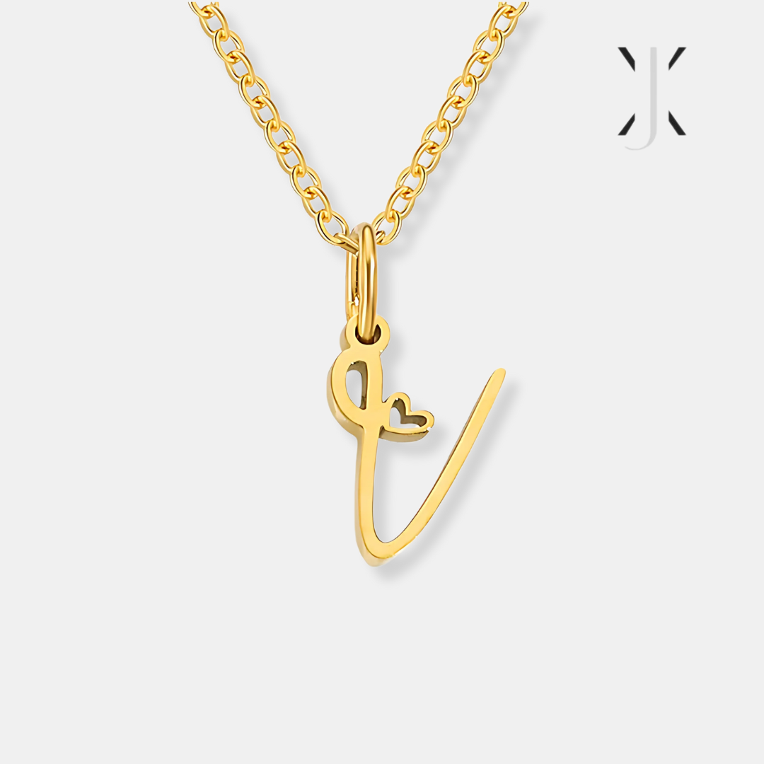 Gold Letter Heart Necklace