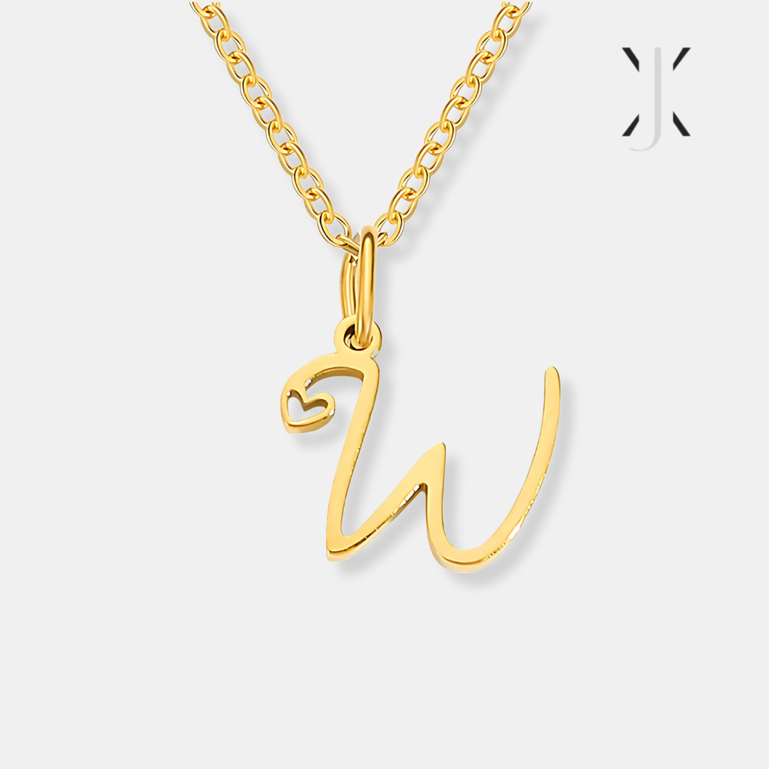 Gold Letter Heart Necklace