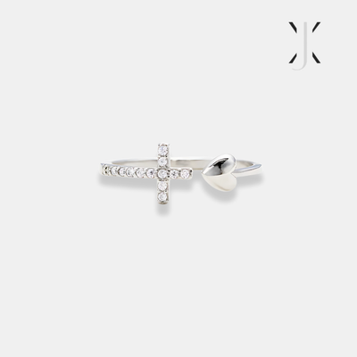 Cross & Heart Ring