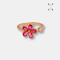 Red Crystal Dahlia Flower Ring