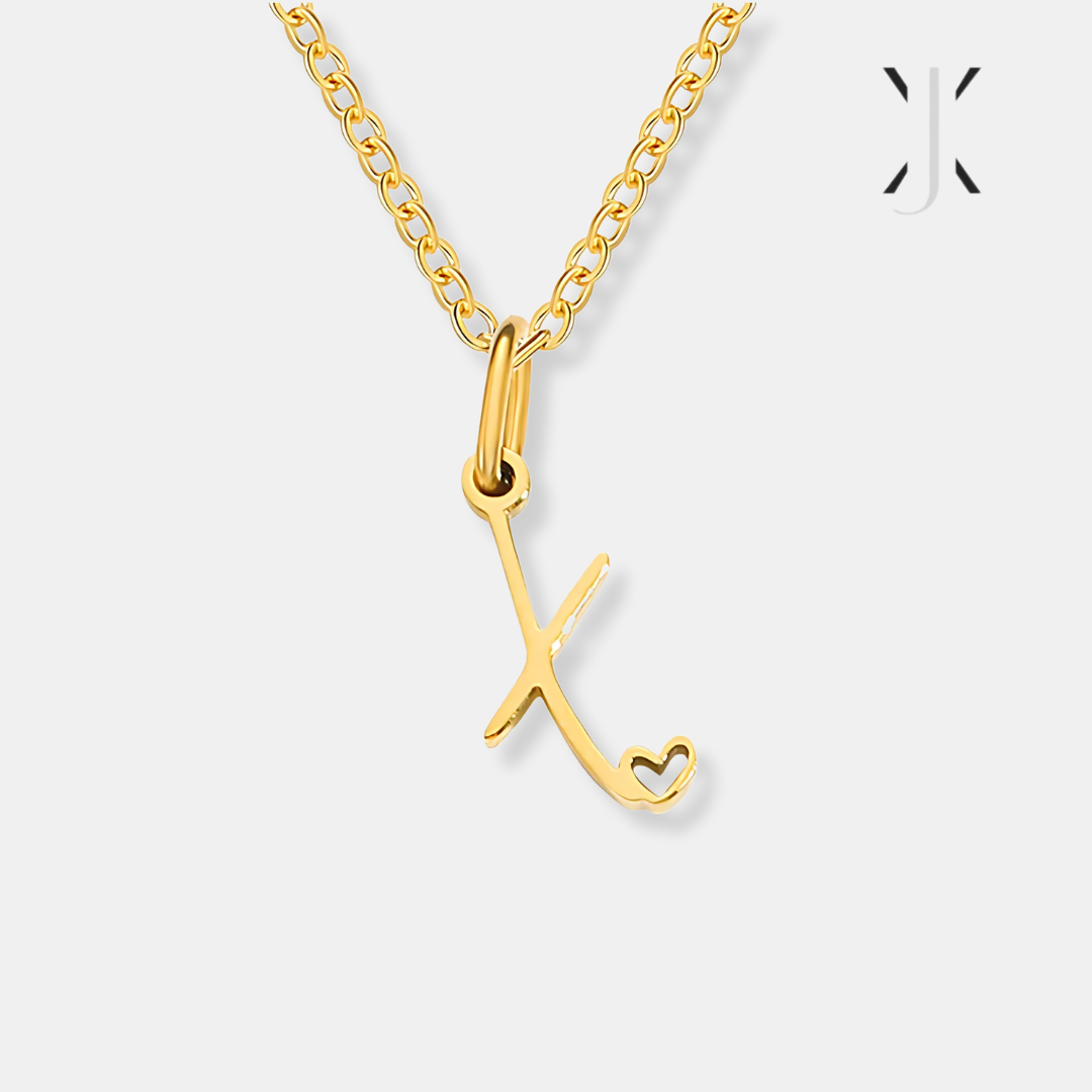 Gold Letter Heart Necklace