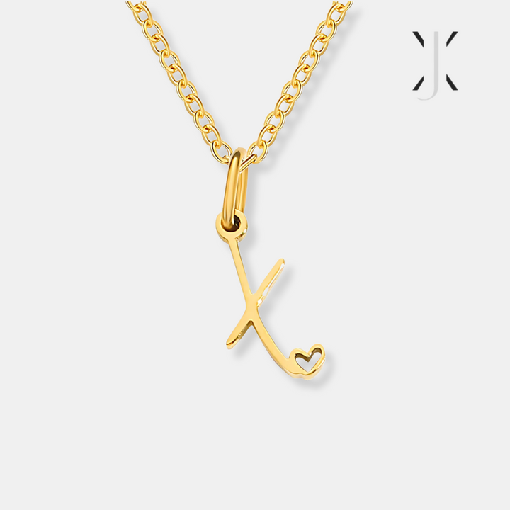 Gold Letter Heart Necklace