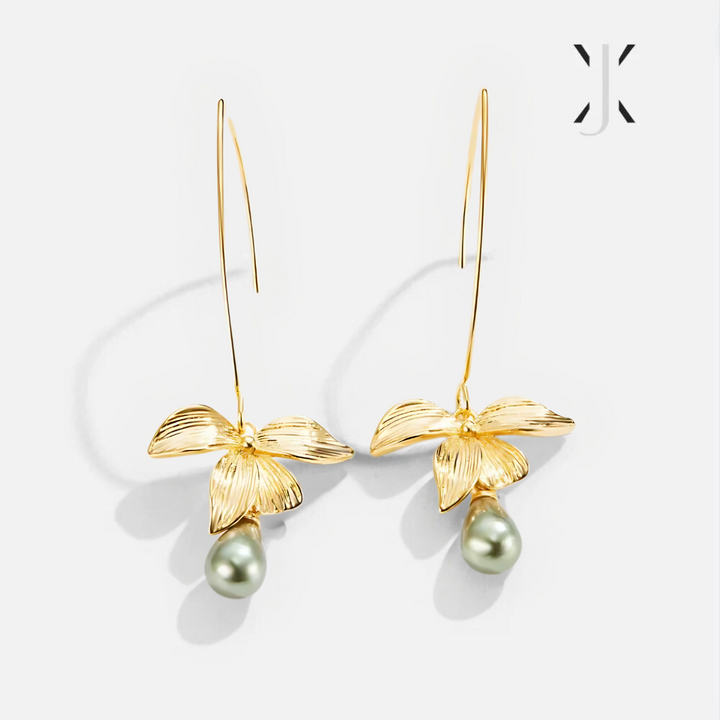 Jade Pearl & Petal Drop Earrings