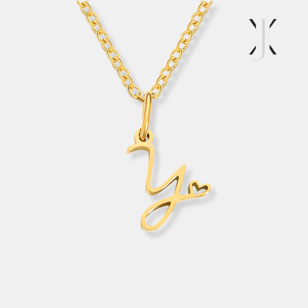 Gold Letter Heart Necklace