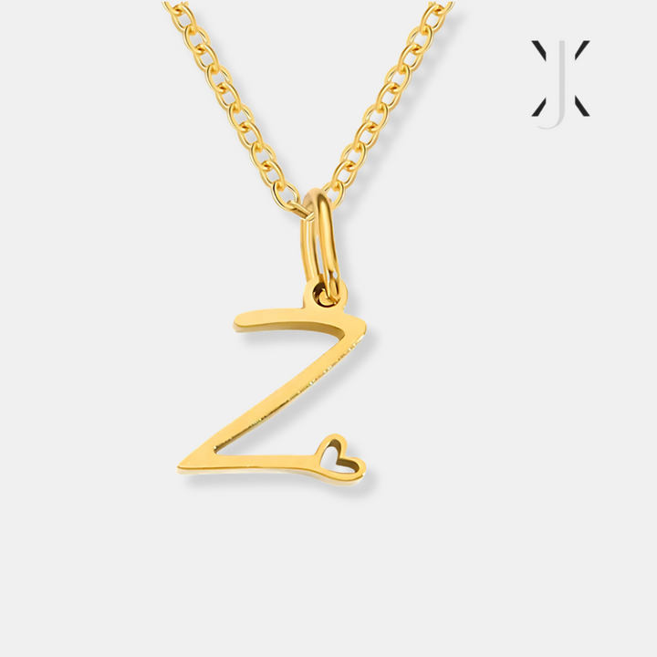 Gold Letter Heart Necklace