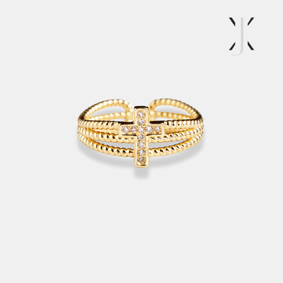 Pray Big Worry Cross Ring