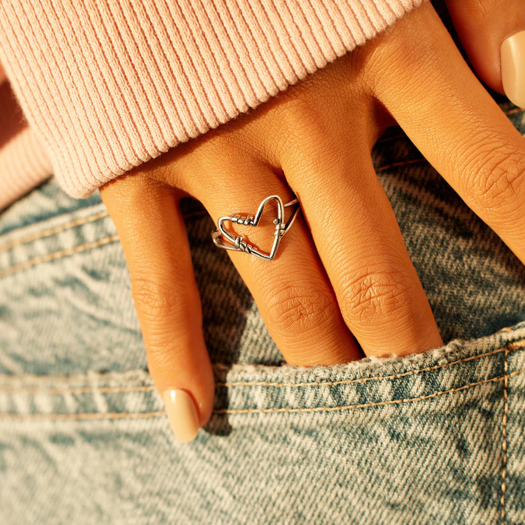 Silver Heart Wire Ring