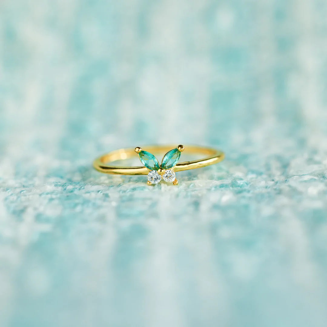 Strength Green Butterfly Ring